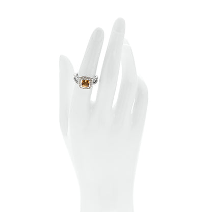 David Yurman Sterling Silver Diamond Citrine 7mm Petite Albion Ring 52 6 2 of 5