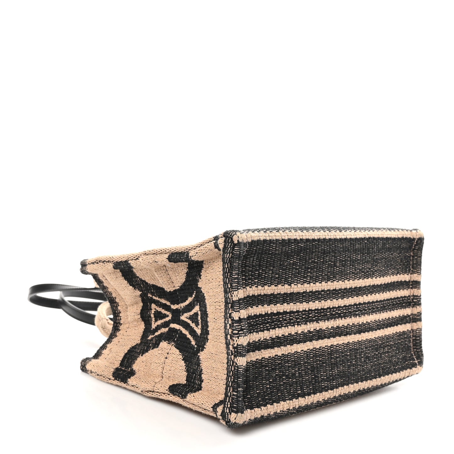 Canvas Calfskin Small Cabas Thais Beige Black