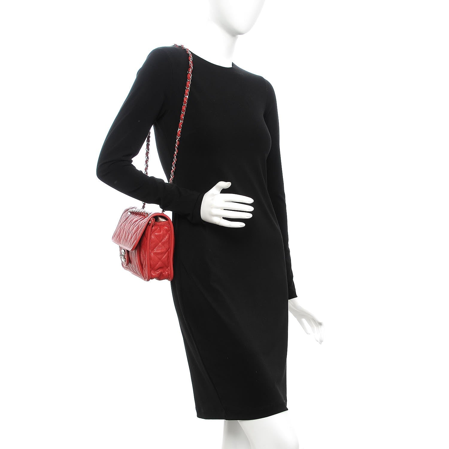 Chanel Caviar Quilted Medium French Riviera Flap Red 2 of 9