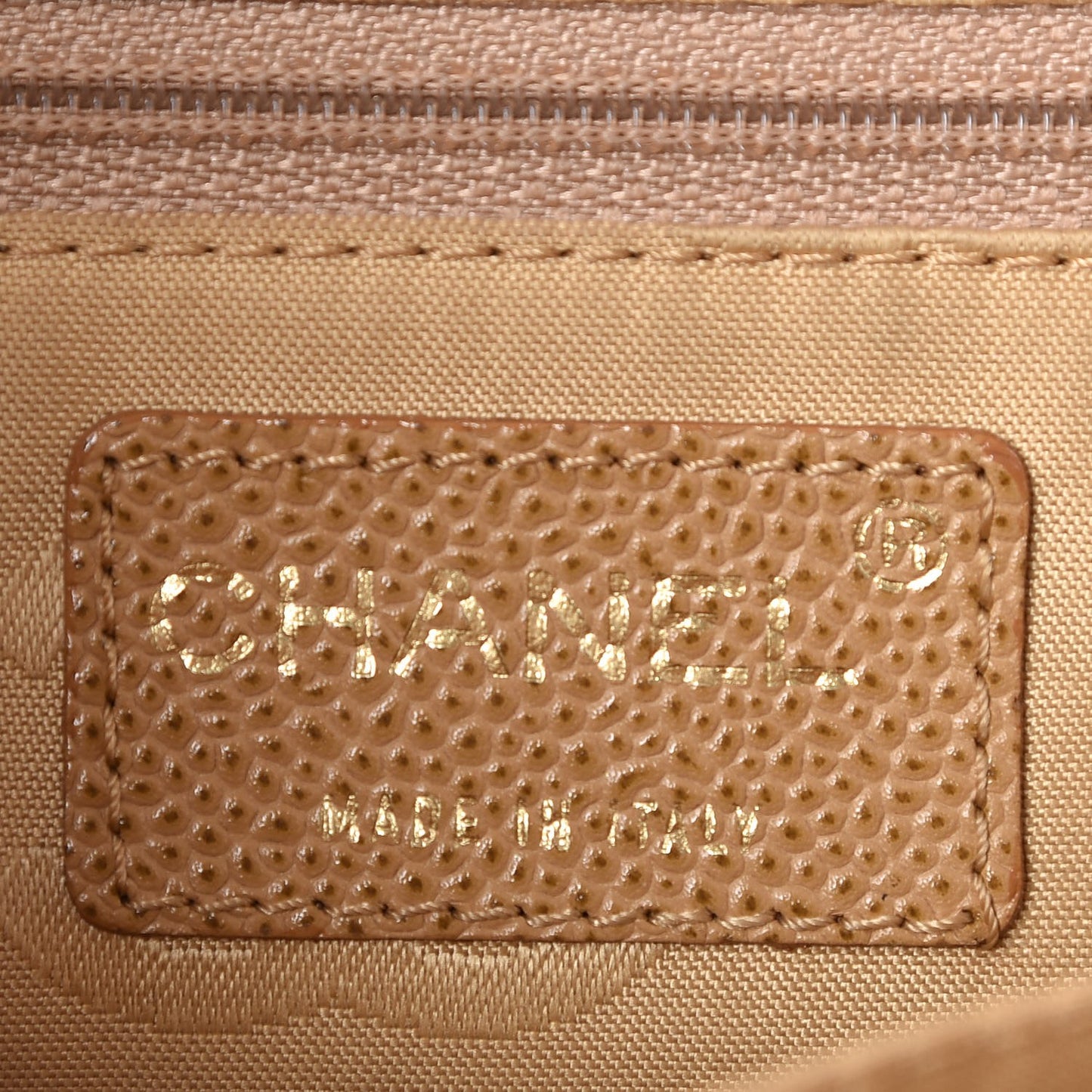 Caviar Square Stitched Medium Flap Beige