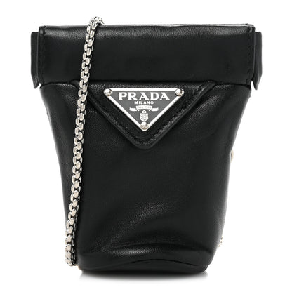 Prada Nappa Re-Nylon Metal Triangle Logo Mini Bucket Crossbody Pouch Black 1 of 9