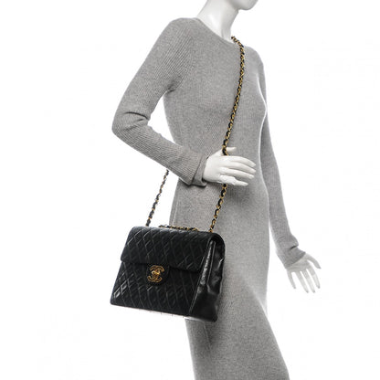 Chanel Lambskin Quilted XL Jumbo Single Flap Black 2 of 8
