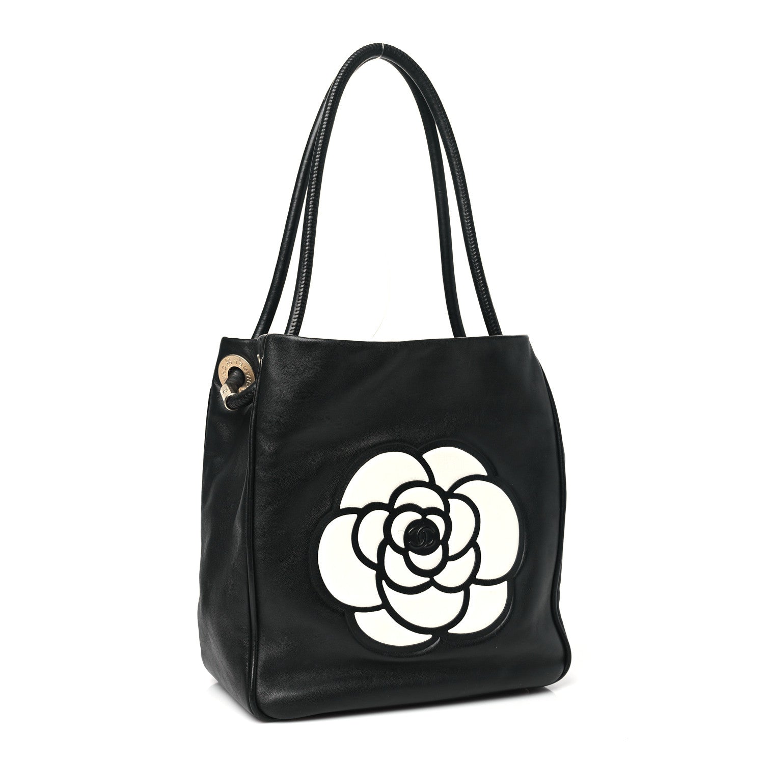 Chanel Lambskin Camellia Tote Black 3 of 10