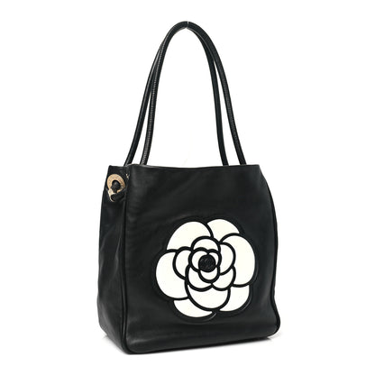 Chanel Lambskin Camellia Tote Black 3 of 10