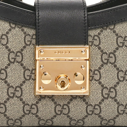 Gucci GG Supreme Monogram Calfskin Small Padlock Chain Shoulder Bag Beige Ebony Black 8 of 10