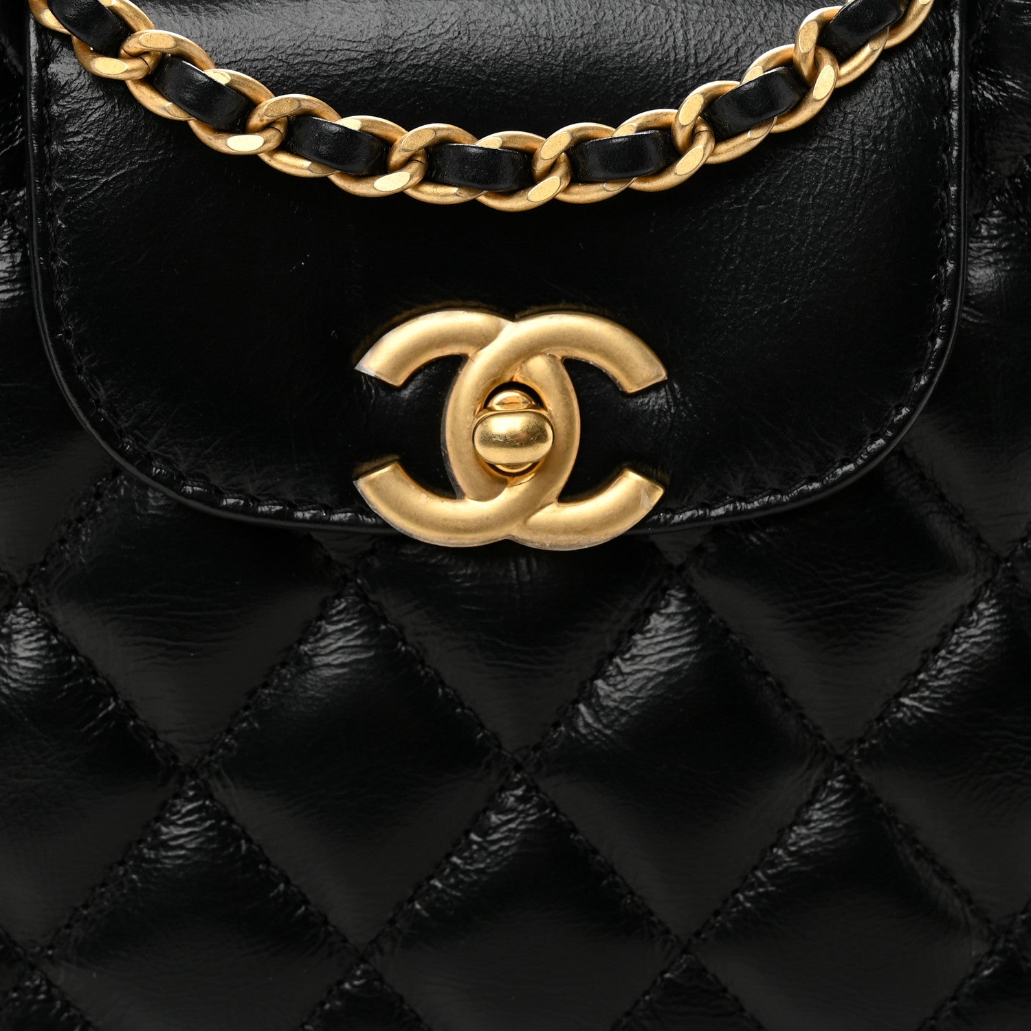 Chanel Shiny Aged Calfskin Quilted Nano Kelly Shopper Black 8 of 10