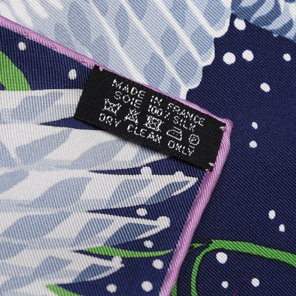Hermes Silk Into The Canadian Wild Scarf 90 Marine Vert Rosa 6 of 11