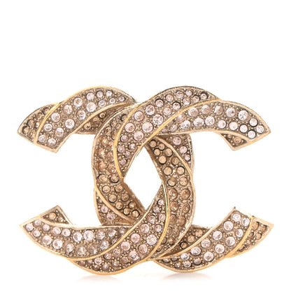 Chanel Crystal Twisted CC Brooch Gold Pale Pink 1 of 6