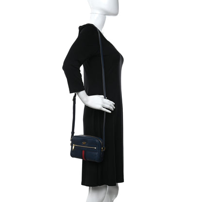 Gucci Calfskin Web Mini Ophidia Shoulder Bag Navy 2 of 11