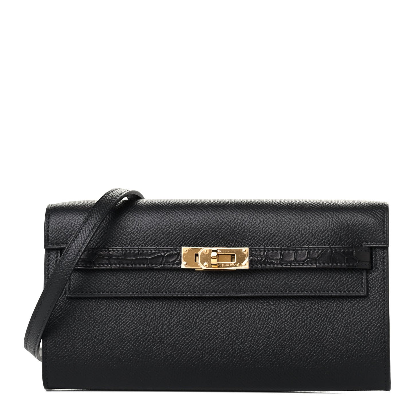 Epsom Matte Alligator Touch Kelly Wallet To Go Black