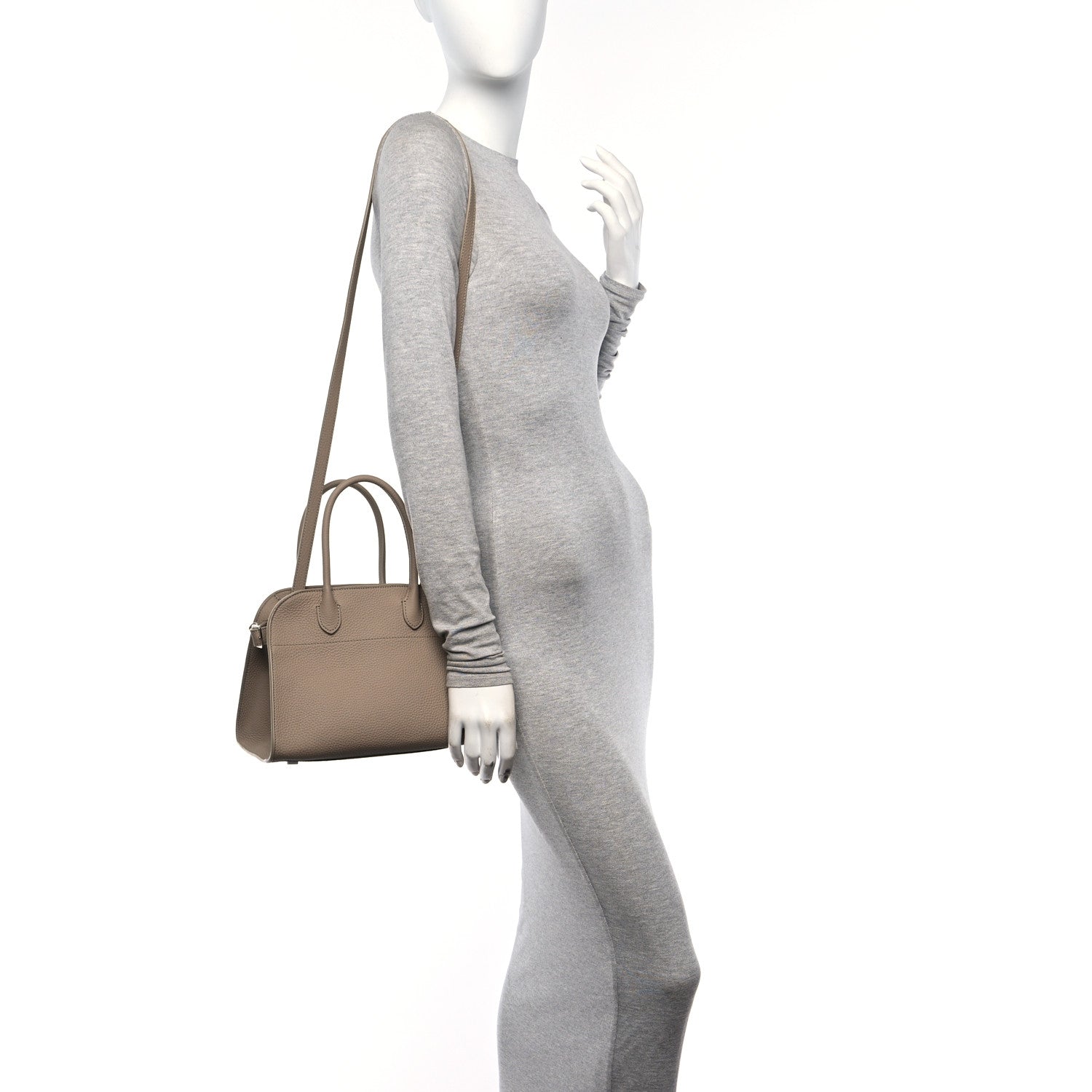 The Row Grained Calfskin Soft Margaux 10 Bag Dark Taupe 2 of 9