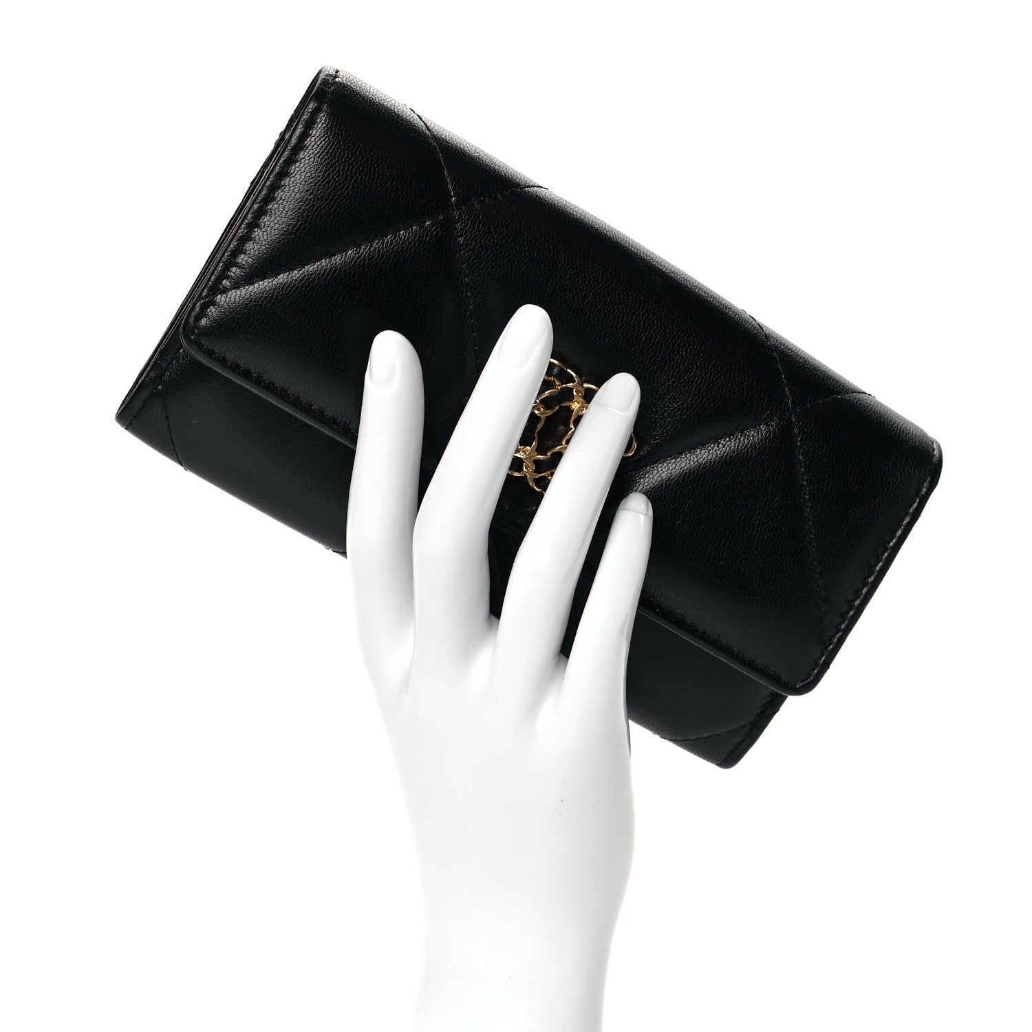 Chanel Lambskin Quilted Chanel 19 Flap Wallet Black 2 of 9