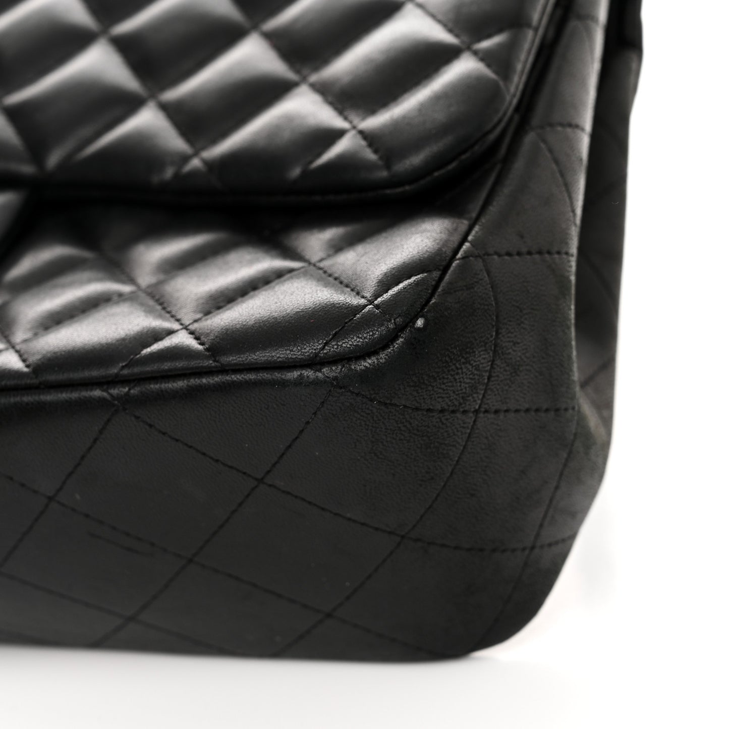 Lambskin Quilted Jumbo Double Flap Black