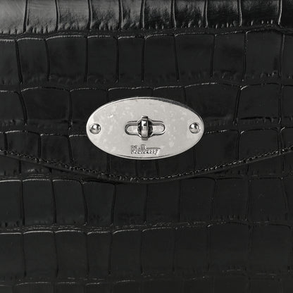 Mulberry Crocodile Embossed Calfskin Darley Cosmetic Pouch Black 7 of 9