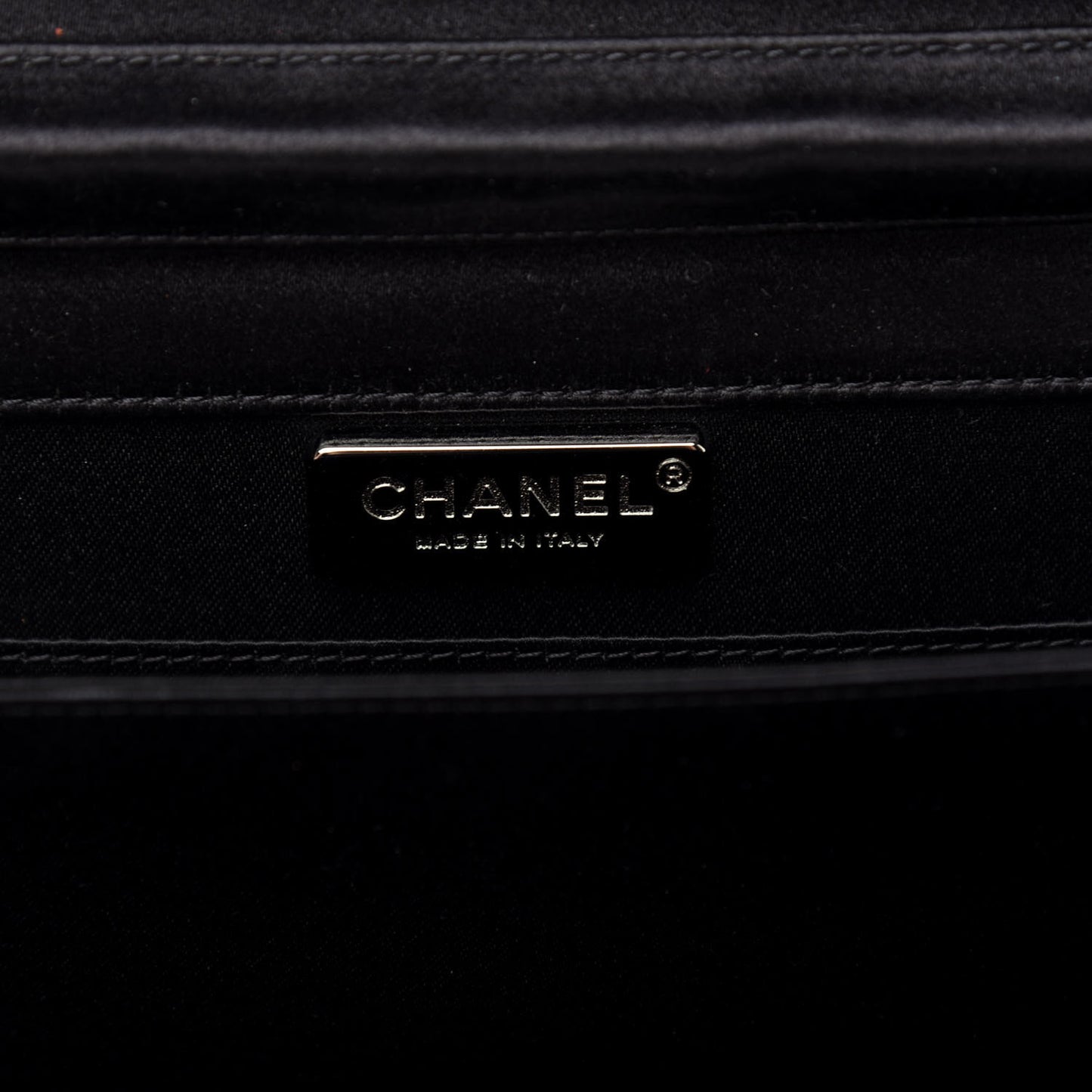 Satin Quilted CC Clutch With Chain Black