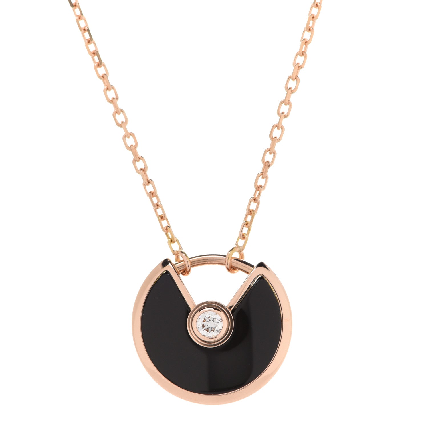 Cartier 18K Pink Gold Diamond Black Onyx XS Amulette de Cartier Pendant Necklace 4 of 6