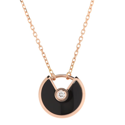 Cartier 18K Pink Gold Diamond Black Onyx XS Amulette de Cartier Pendant Necklace 4 of 6