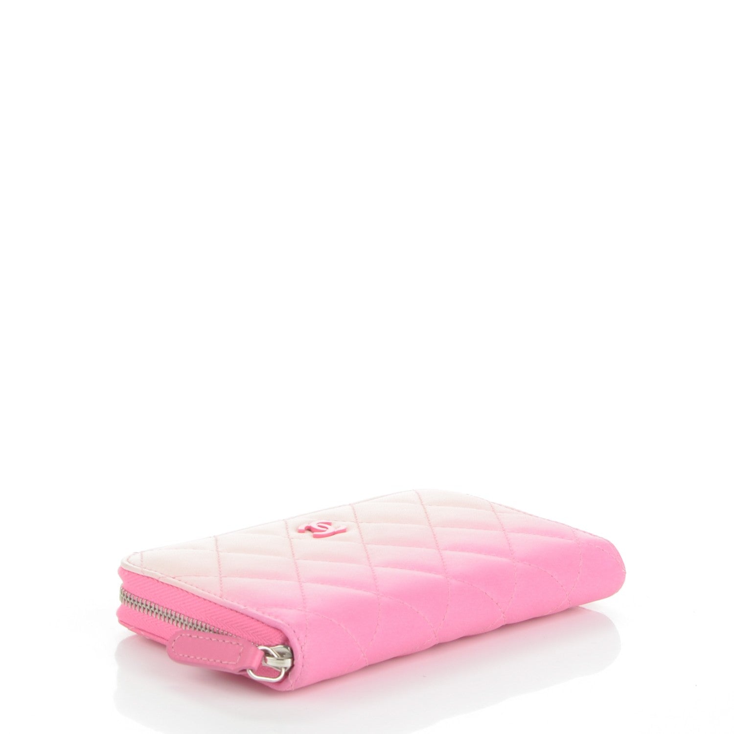 Chanel Faded Lambskin Quilted Small Zephyr Zip Around Wallet Dark Pink 4 of 8
