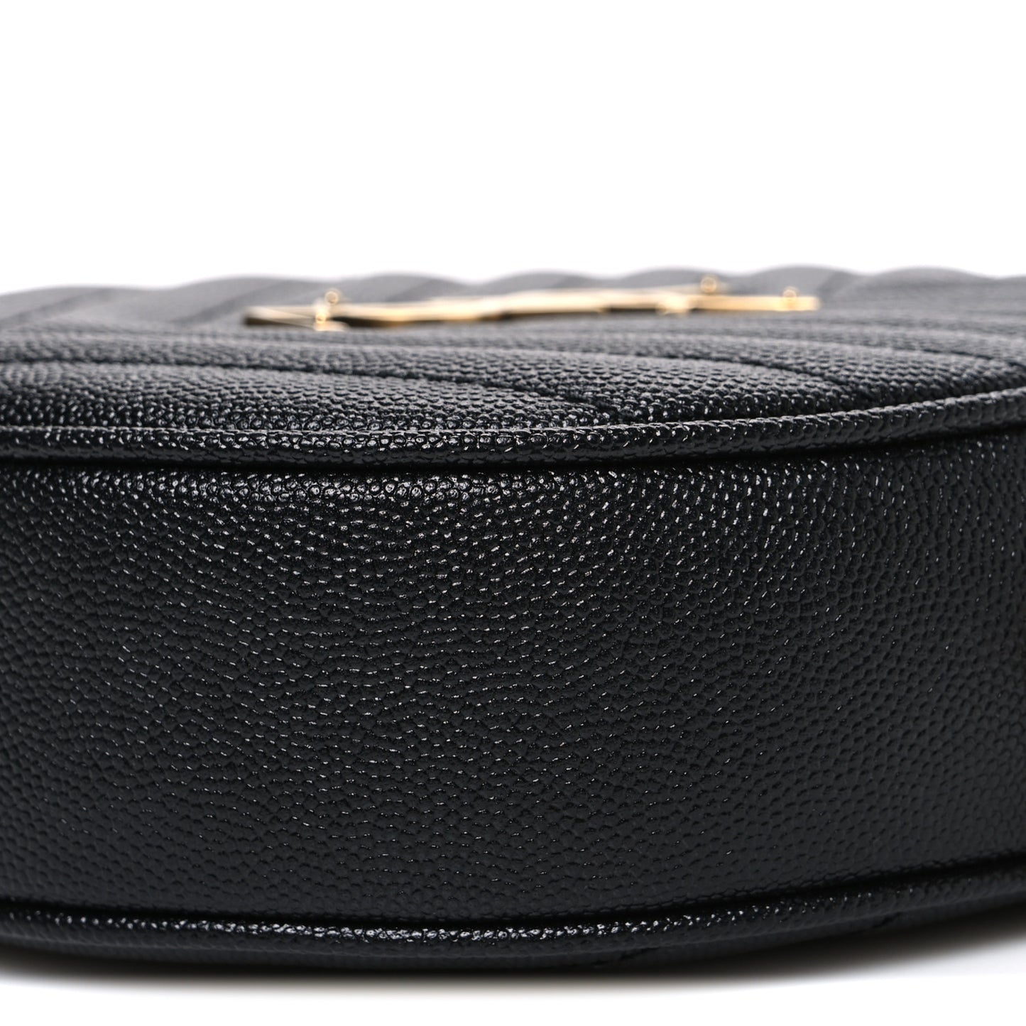 Grain De Poudre Matelasse Chevron Quilted Round Vinyle Camera Bag Black