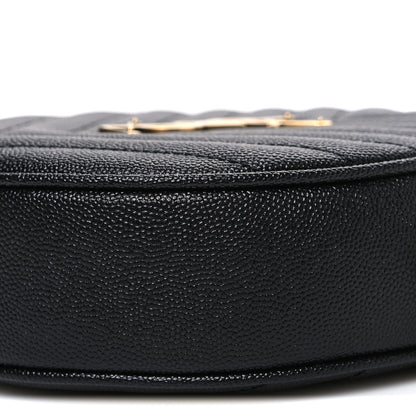 Saint Laurent Grain De Poudre Matelasse Chevron Quilted Round Vinyle Camera Bag Black 10 of 11