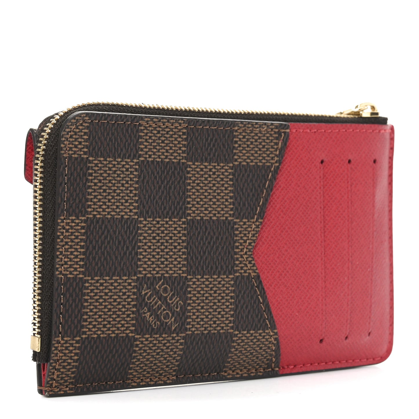 Damier Ebene Recto Verso Card Holder Red