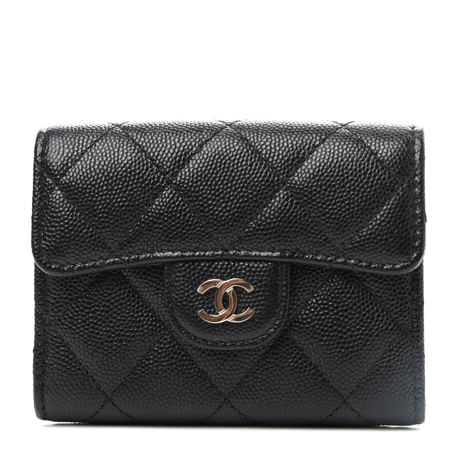 Chanel Caviar Quilted Flap Card Holder Wallet Black 1 of 4