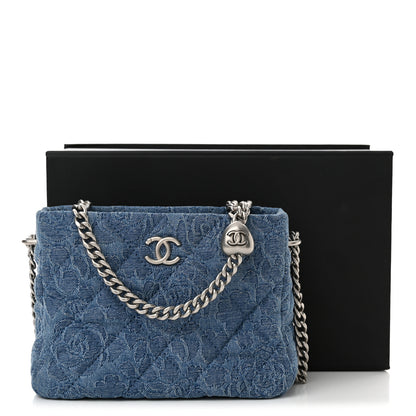 Chanel Denim Quilted Camellia Sweetheart Small Hobo Blue 12 of 12