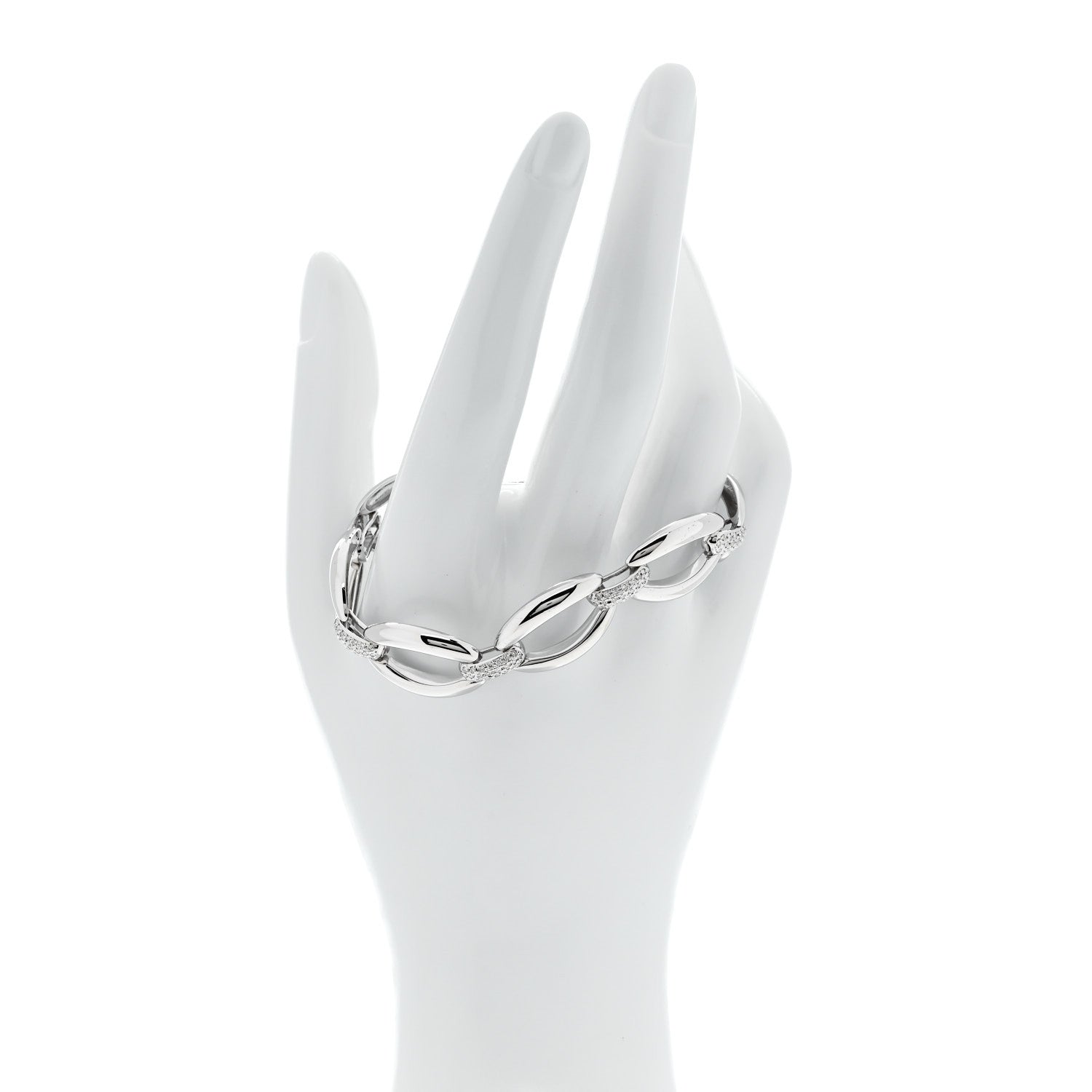 Parker & West by FASHIONPHILE 18K White Gold Diamond .60ct Oval Link Bracelet 2 of 7
