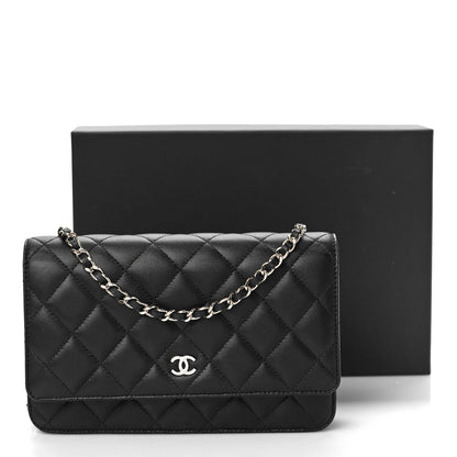 Chanel Lambskin Quilted Wallet On Chain WOC Black 13 of 13