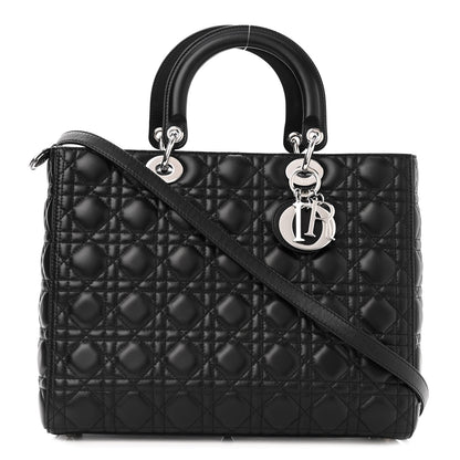 Christian Dior Lambskin Cannage Large Lady Dior Black 1 of 9