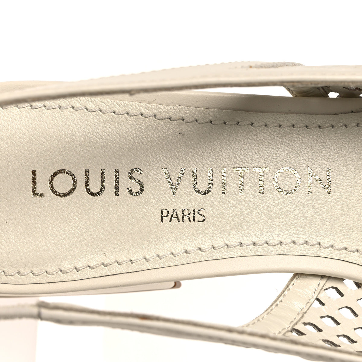 Louis Vuitton Calfskin Perforated Shake Slingback Pumps 35.5 Creme Beige 9 of 11