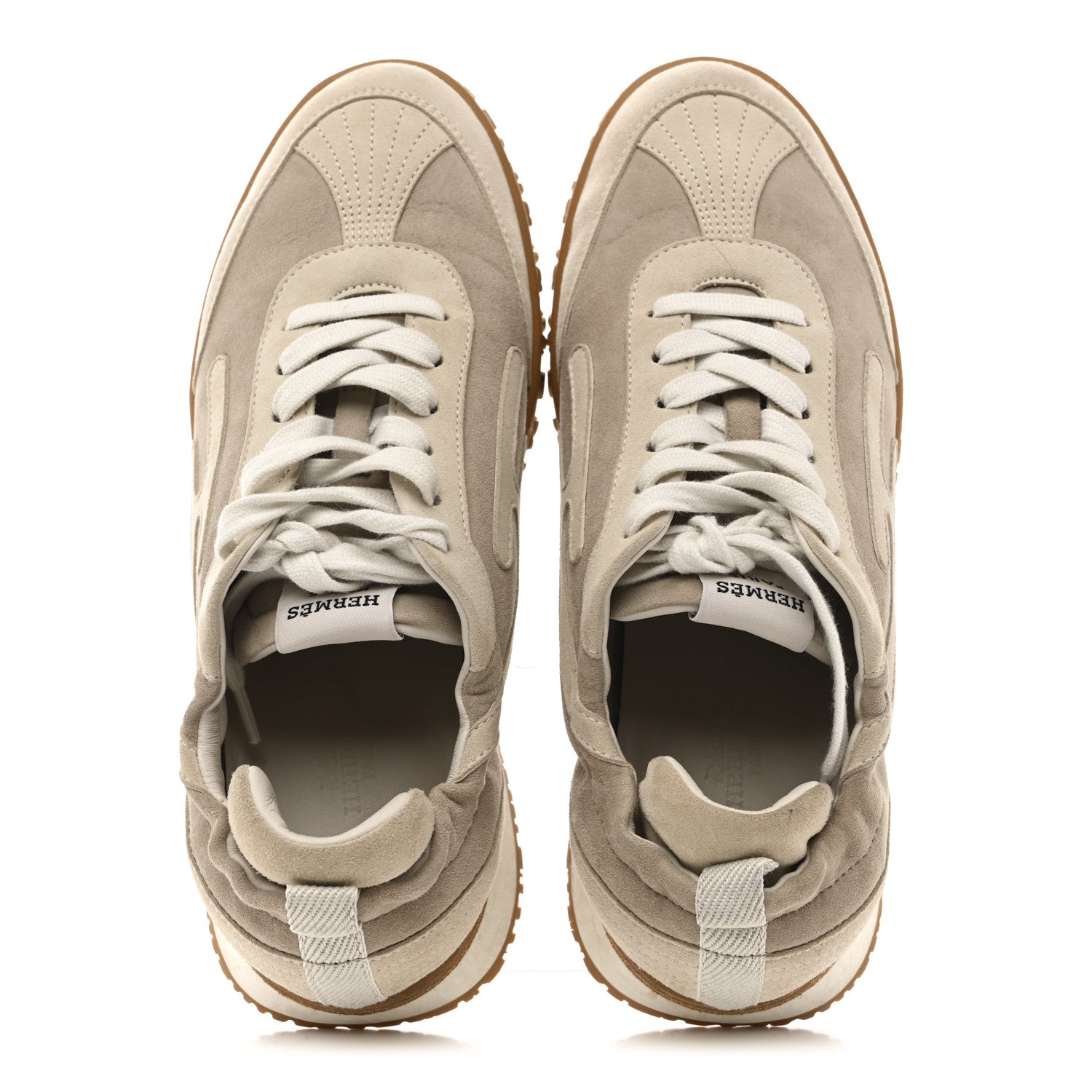 Hermes Suede Goatskin Jet Sneakers 37 Beige Esquisse Glaise