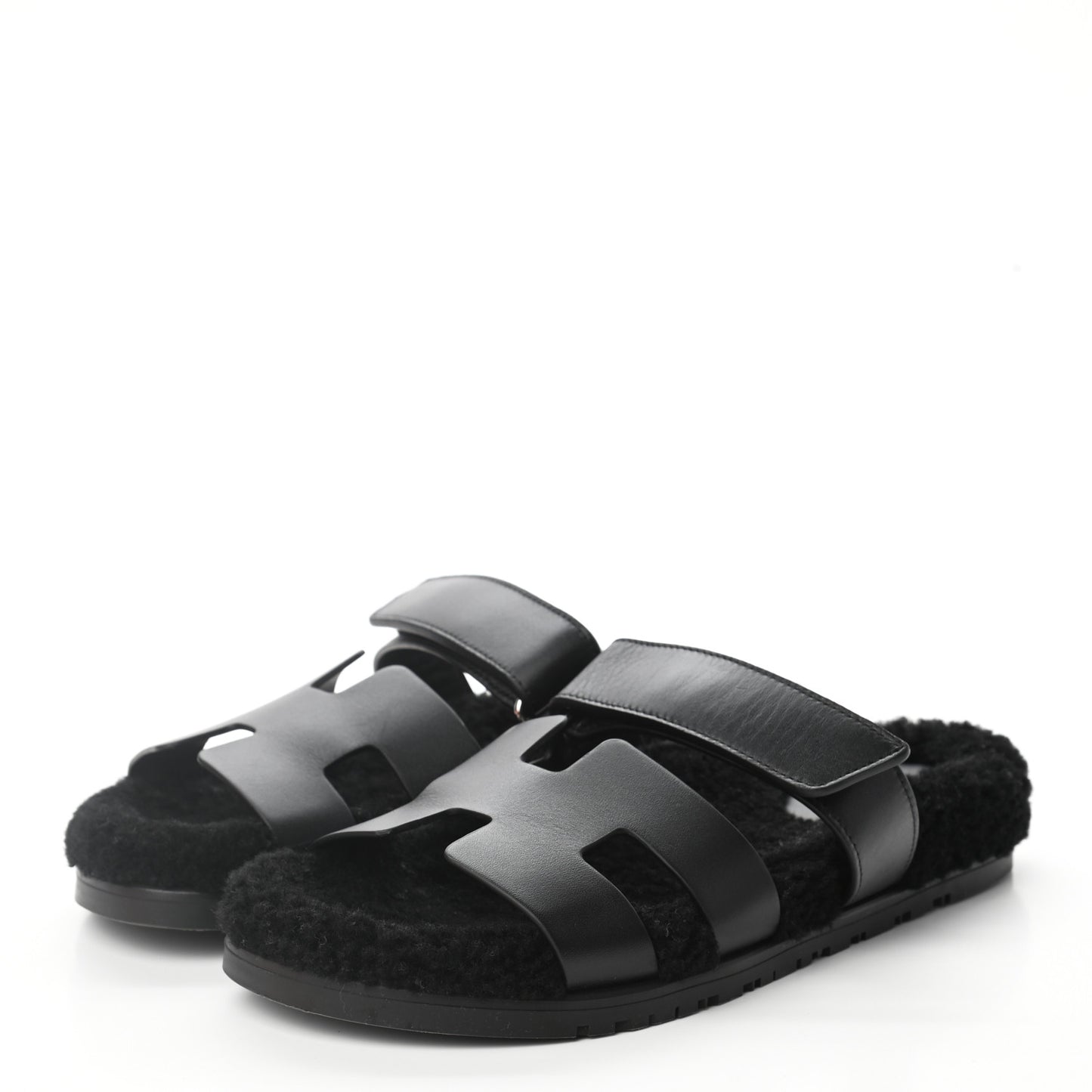 Calfskin Woolskin Womens Chypre Sandals 40 Black