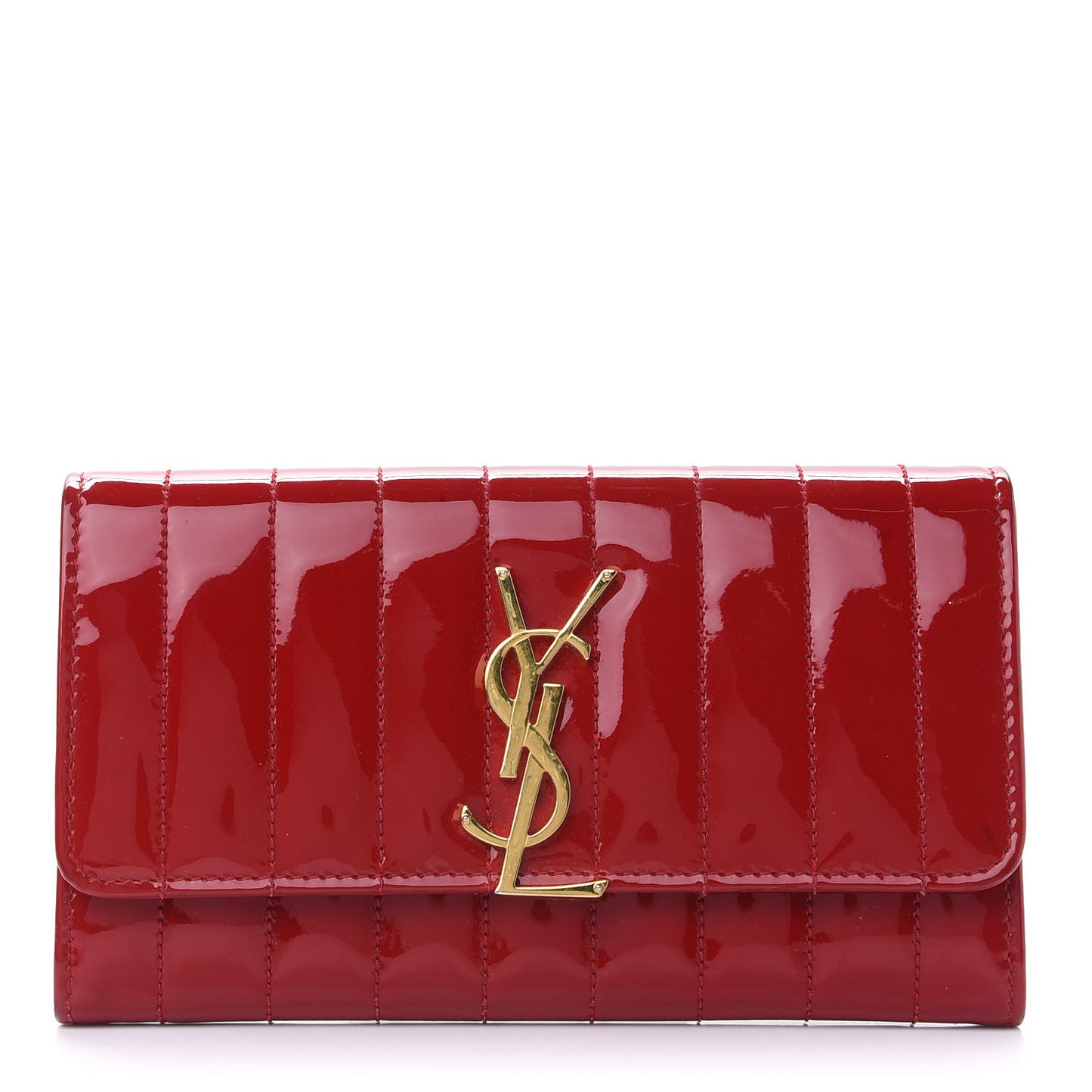 Patent Calfskin Matelasse Monogram Large Vicky Continental Wallet Rouge Eros