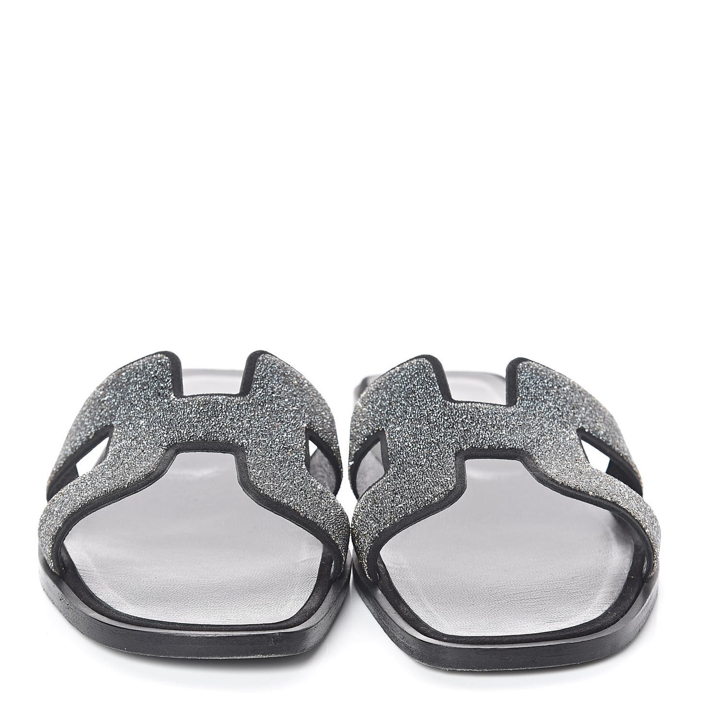 Suede Goatskin Crystal Powder Oran Sandals 38 Black