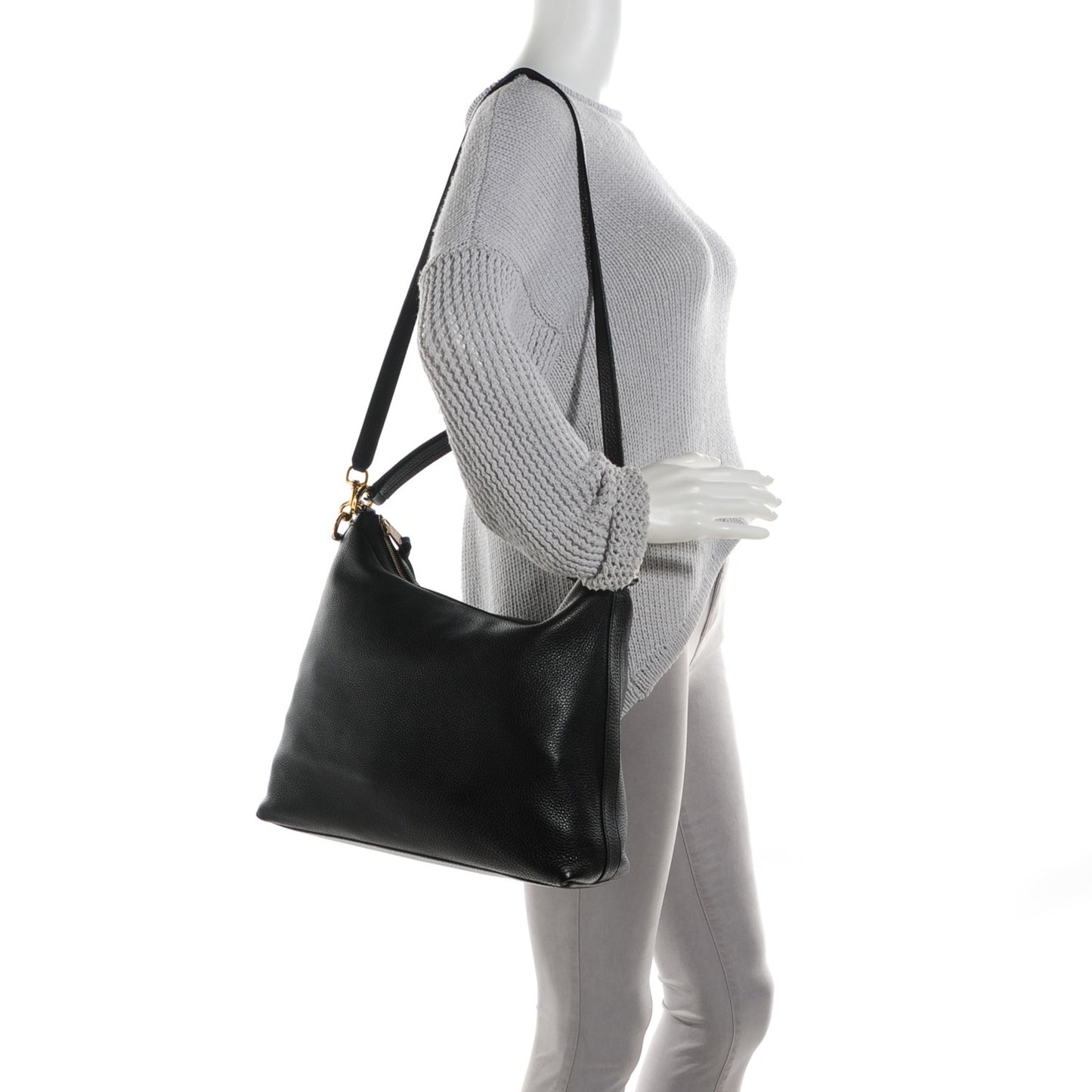 Pebbled Calfskin Small Miss GG Hobo Black
