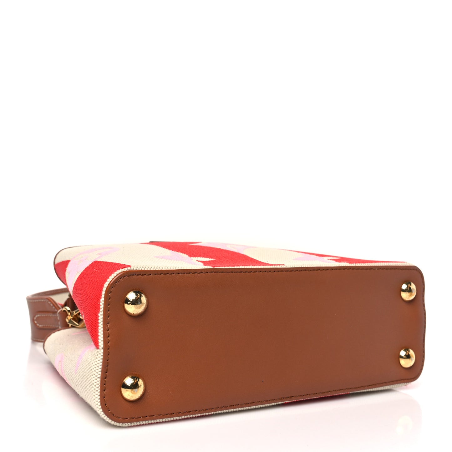Canvas Calfskin Embroidered Braided Monogram Capucines BB Red