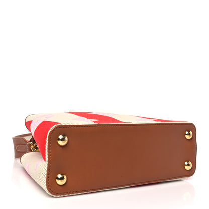Louis Vuitton Canvas Calfskin Embroidered Braided Monogram Capucines BB Red 4 of 9