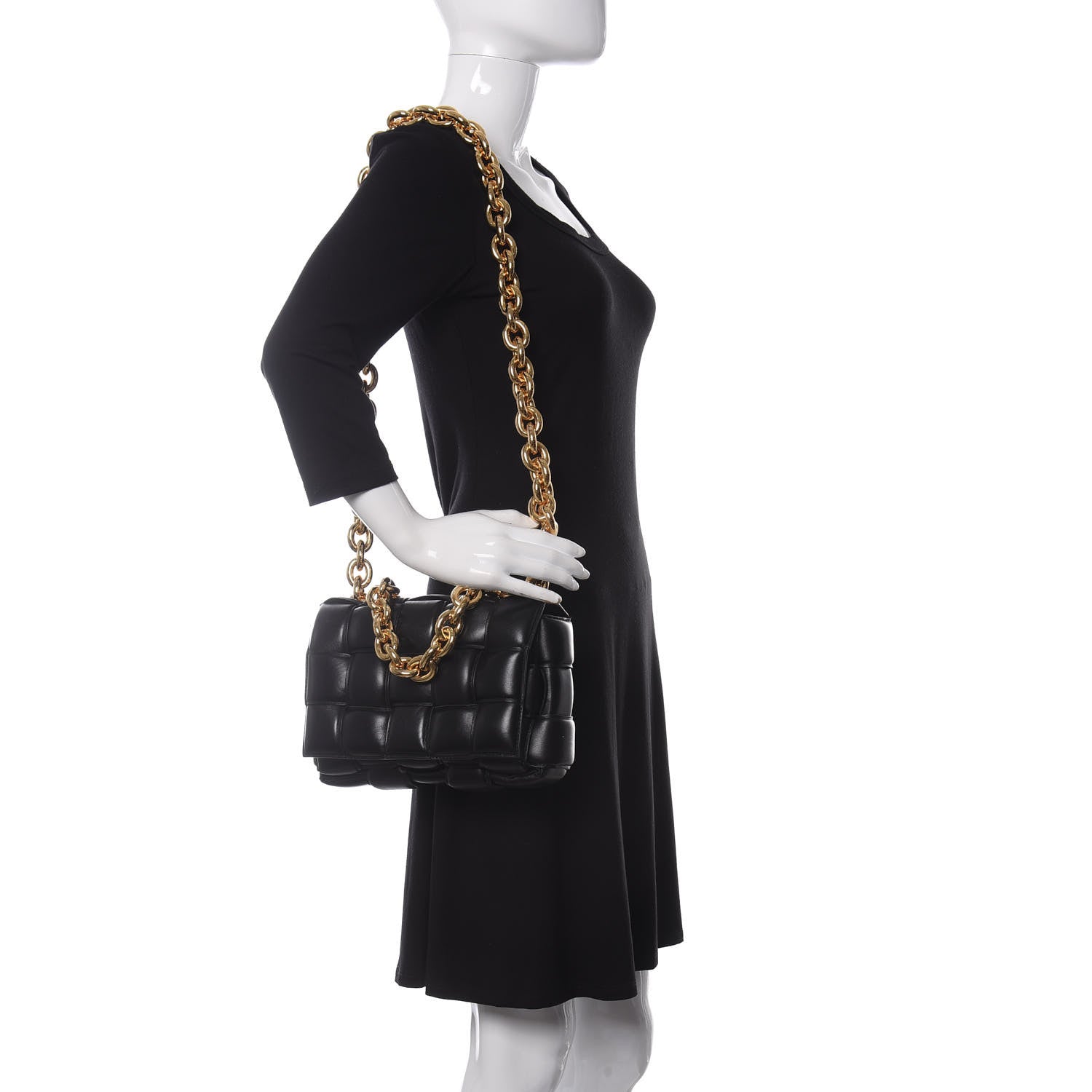 Bottega Veneta Lambskin Maxi Intreccio Padded Chain Cassette Crossbody Bag Black 2 of 10