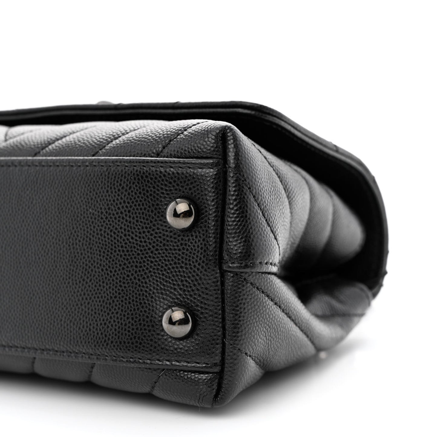 Caviar Chevron Quilted Extra Mini Coco Handle Flap So Black