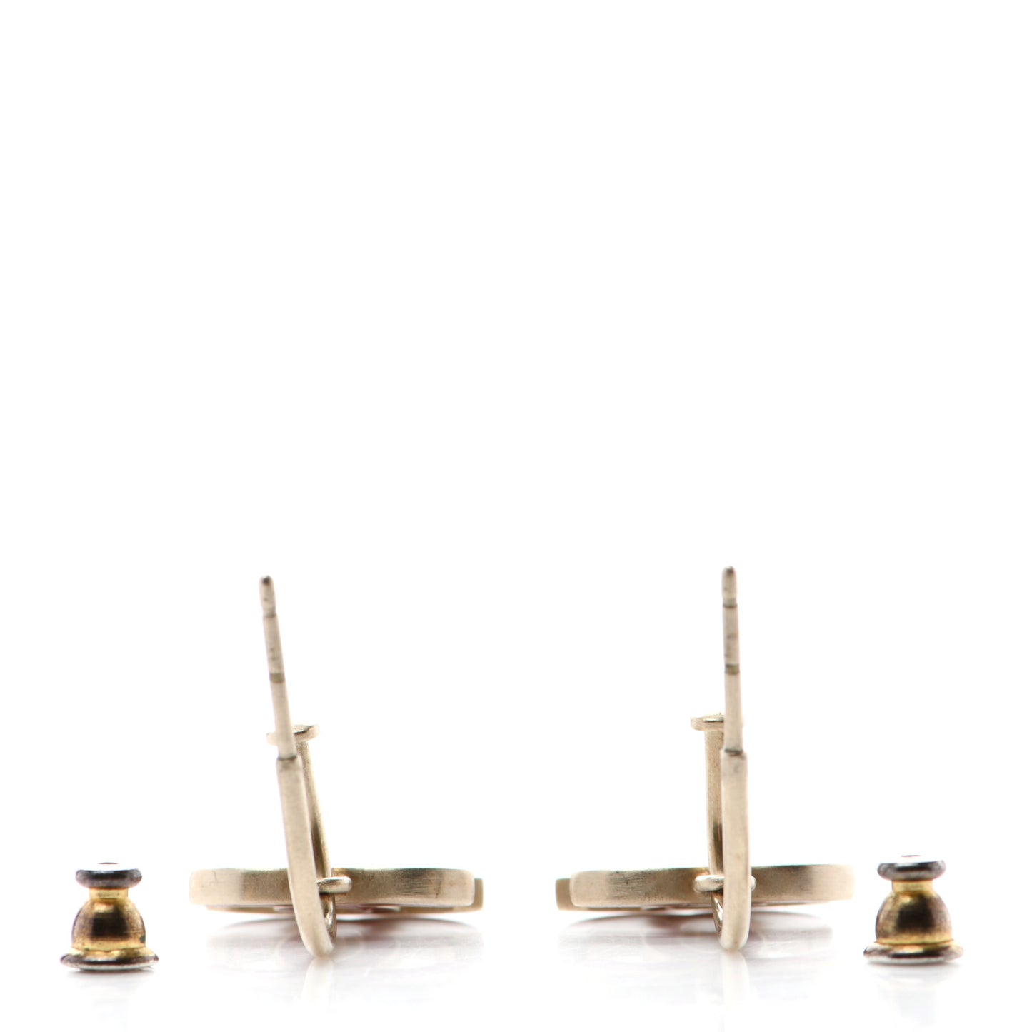 Enamel CC Drop Earrings Gold Red