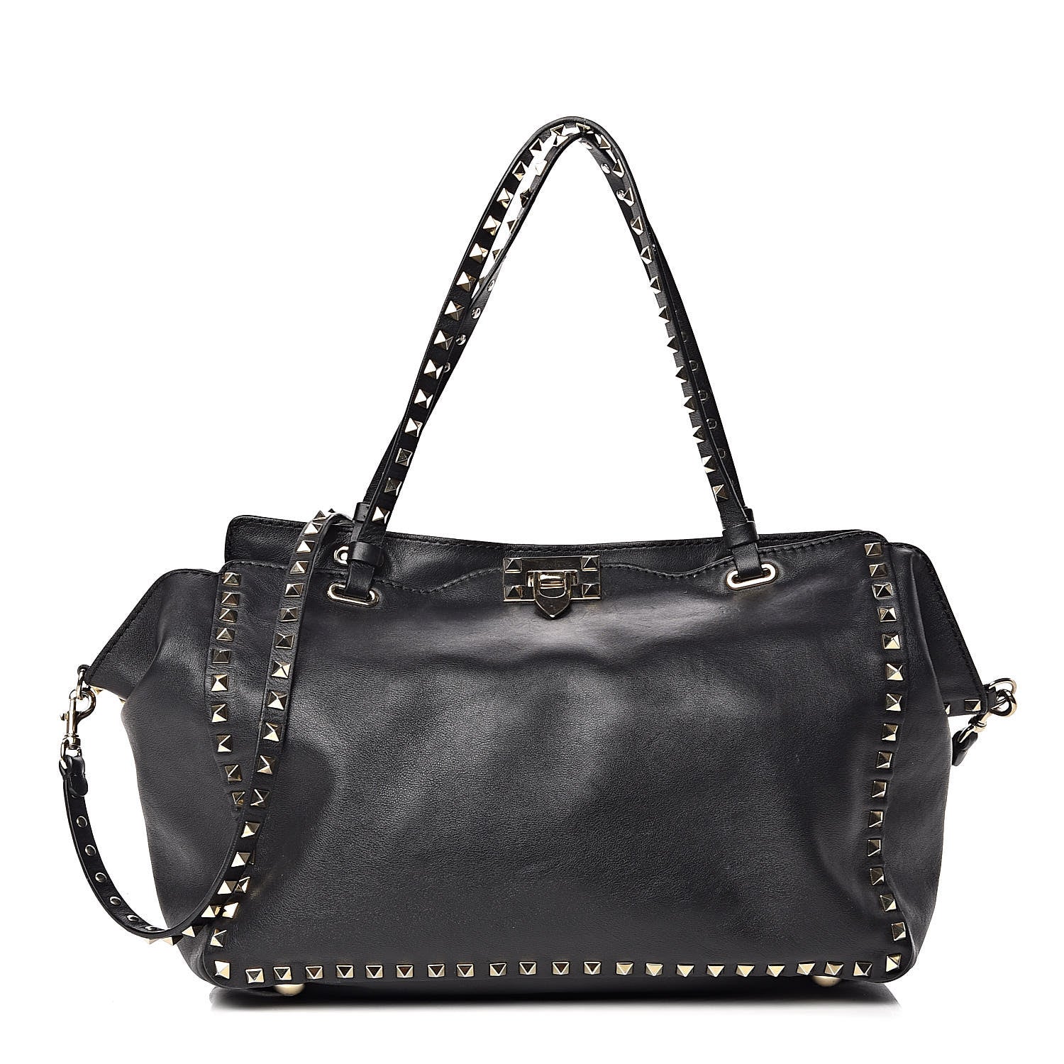 Valentino Garavani Vitello Medium Rockstud Tote Black 1 of 15