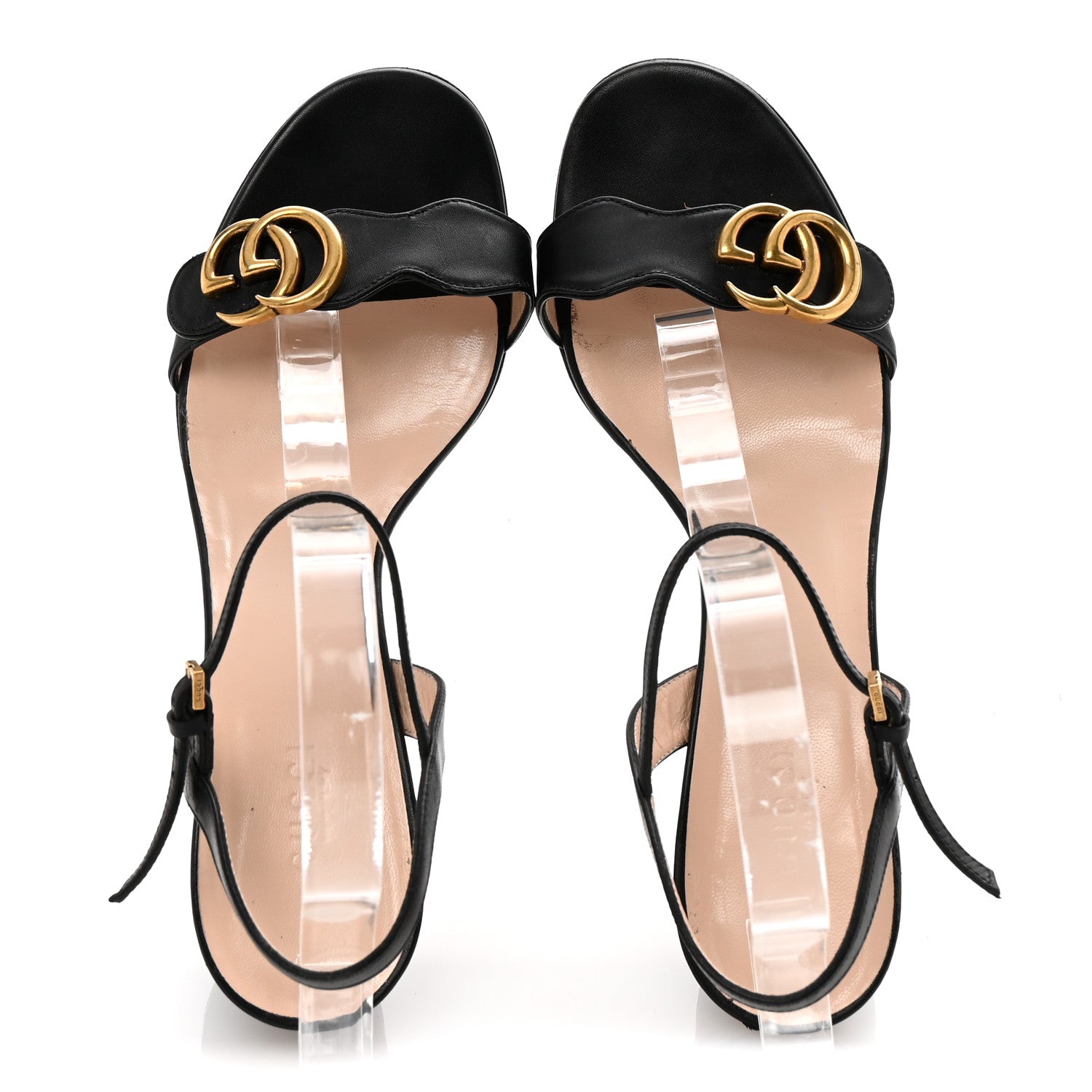 Gucci Lifford Calfskin GG Marmont Ankle Wrap 75mm Sandals 39.5 Black 2 of 8