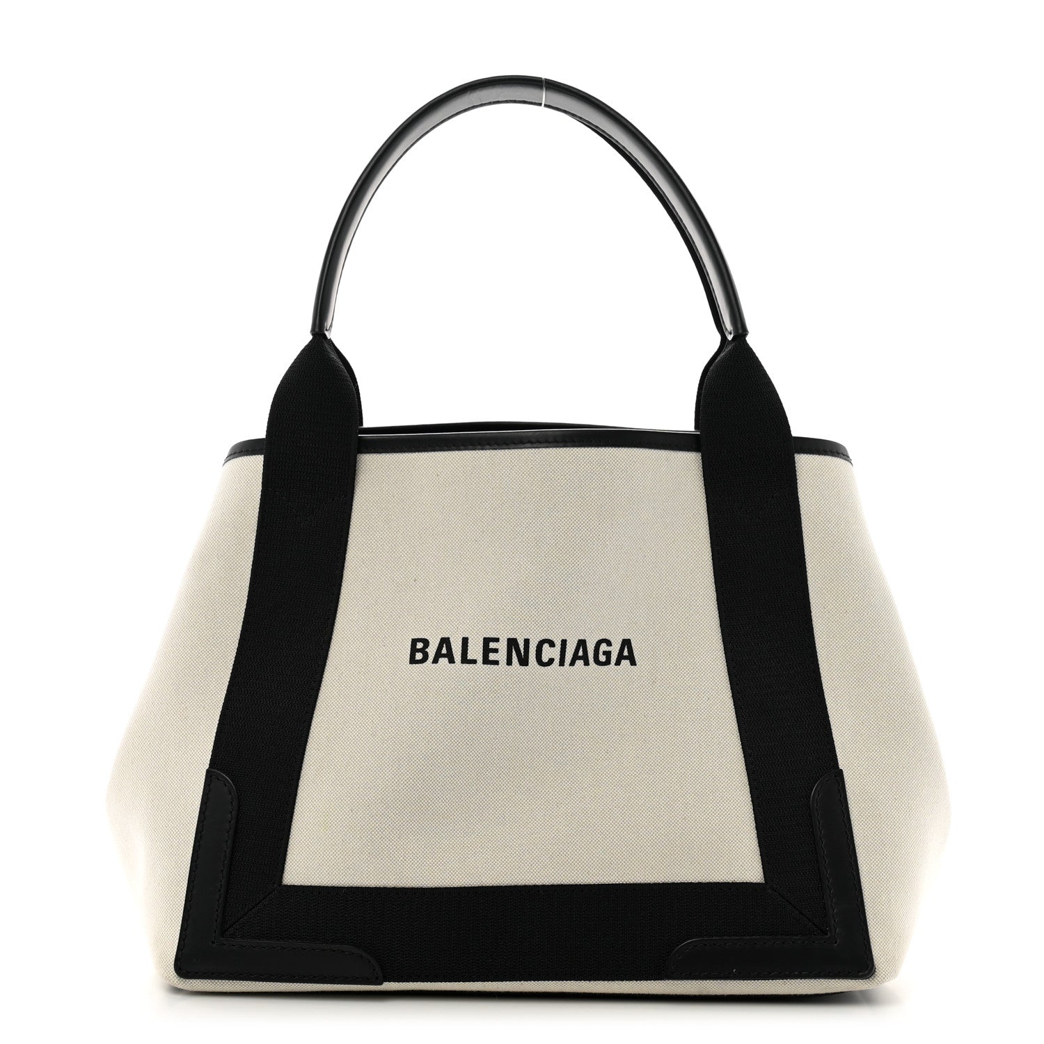Balenciaga Cotton Canvas Satin Calfskin S Navy Cabas Natural Black 1 of 16