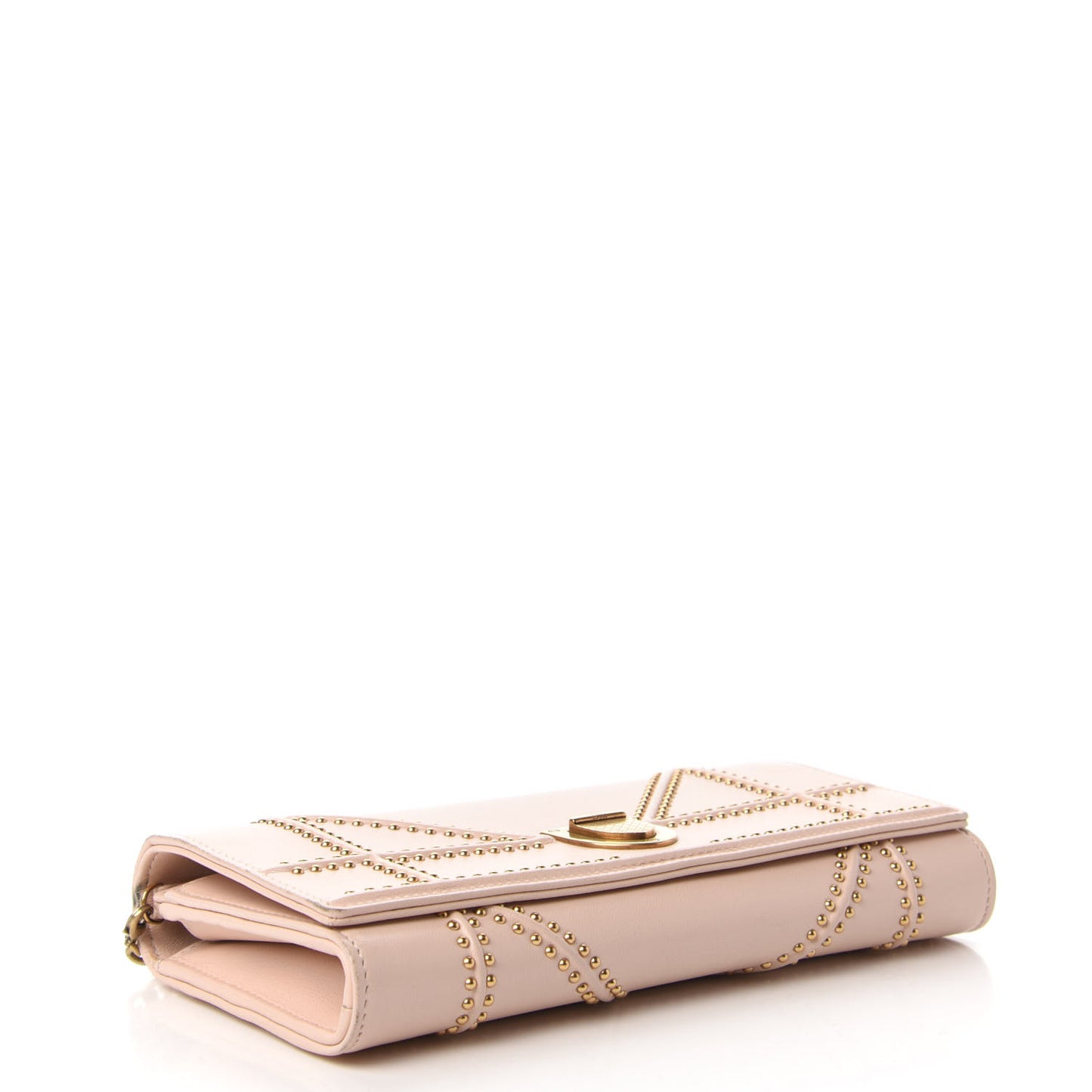 Calfskin Studded Diorama Croisiere Chain Wallet Nude