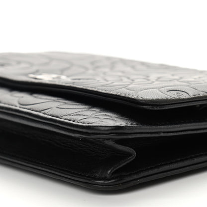 Chanel Lambskin Camellia Embossed Wallet on Chain WOC Black 11 of 11
