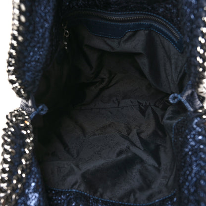 Stella McCartney Metallic Crackle Falabella Fold Over Tote Navy 5 of 10