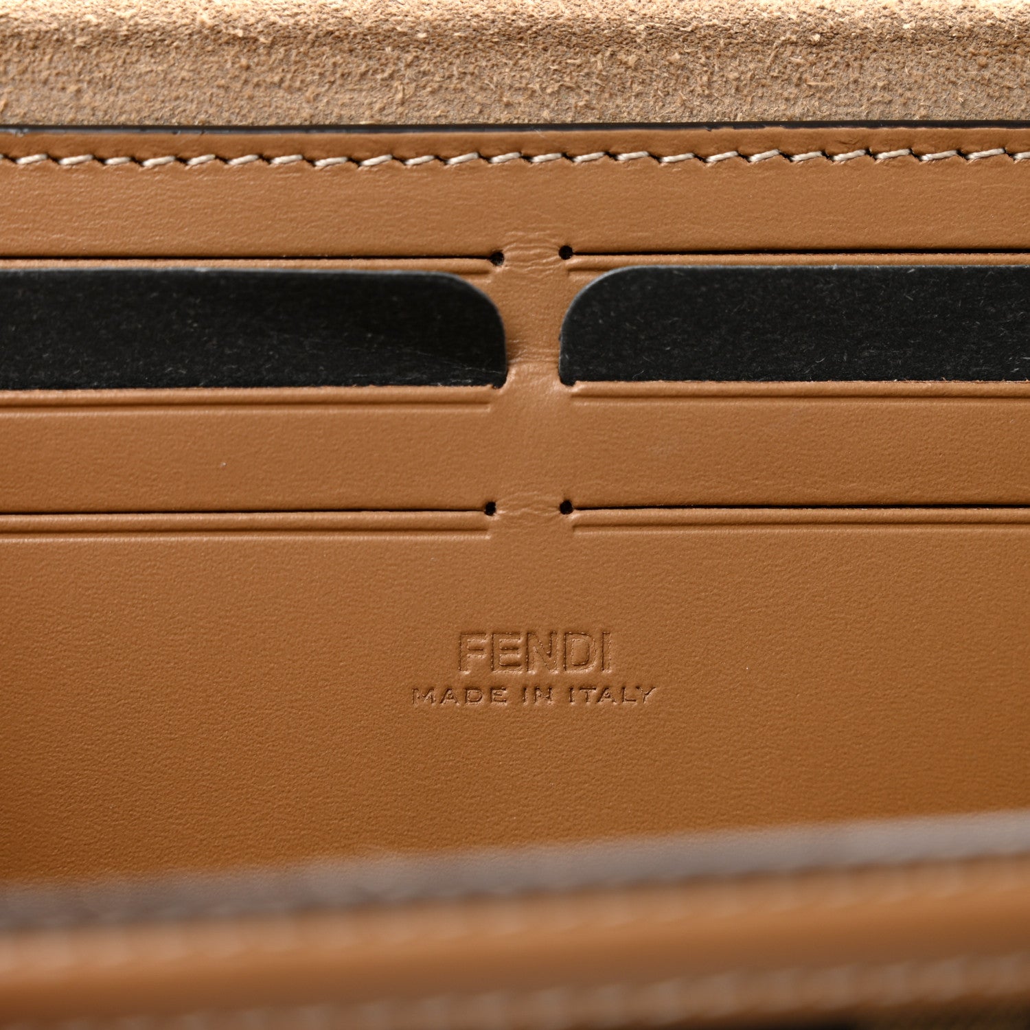 Fendi Recycled Fabric Jacquard Vitello King FF 1974 Baguette Soft Trunk Tobacco Moro Sand 6 of 12