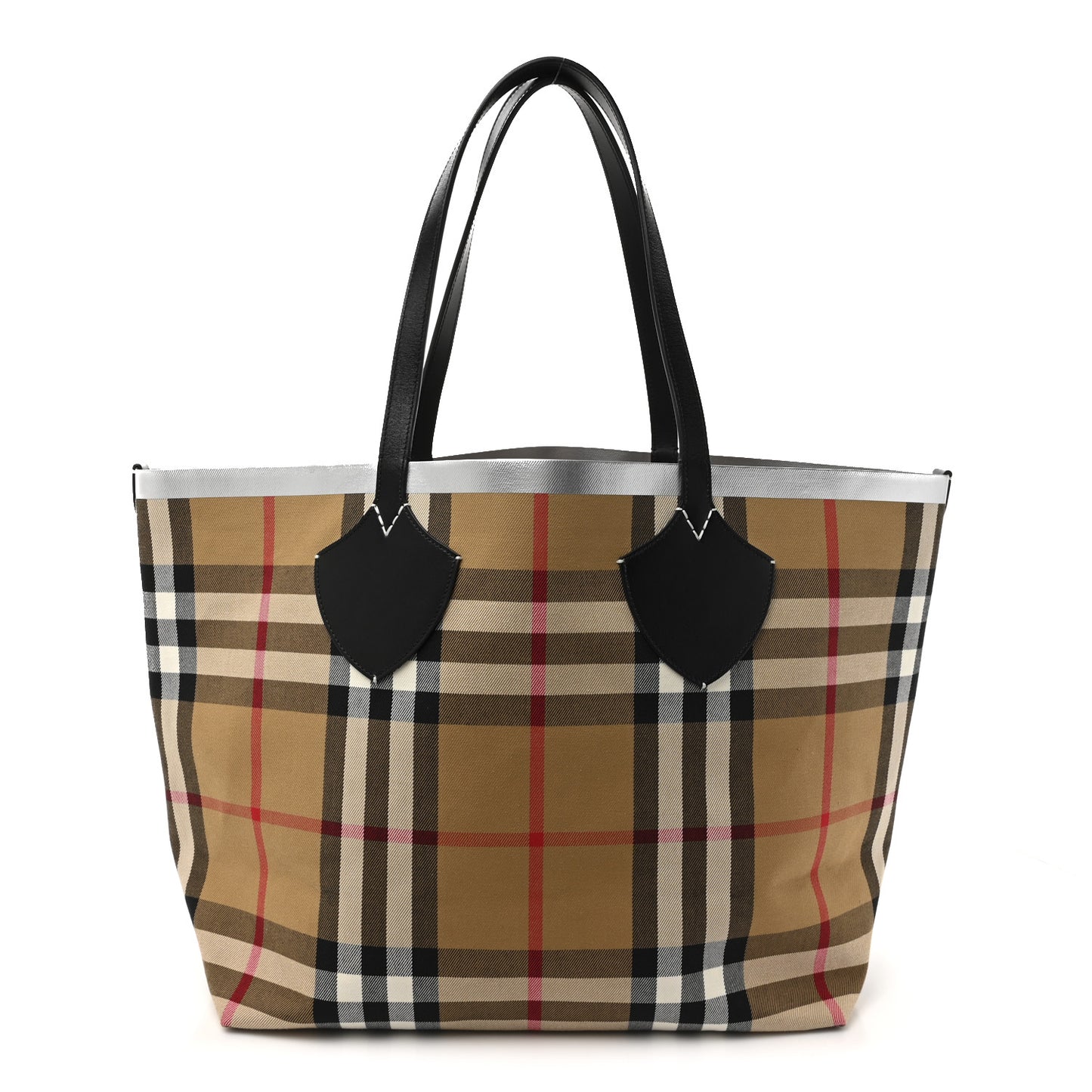 Vintage Check XL The Giant Reversible Tote Black Silver