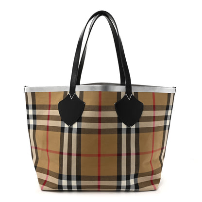 Burberry Vintage Check XL The Giant Reversible Tote Black Silver 1 of 13